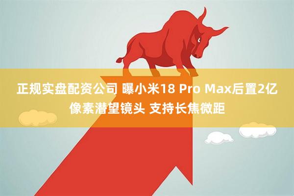 正规实盘配资公司 曝小米18 Pro Max后置2亿像素潜望镜头 支持长焦微距